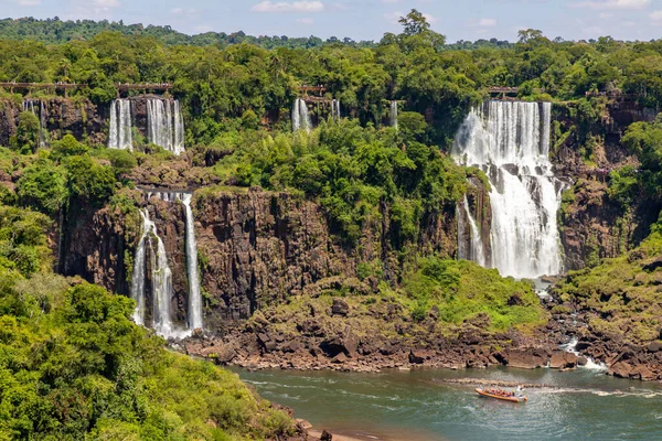 Wald Wasserfälle Und Fluss Mit Felsen Foz Iguacu Parana Brasilien — Stockfoto