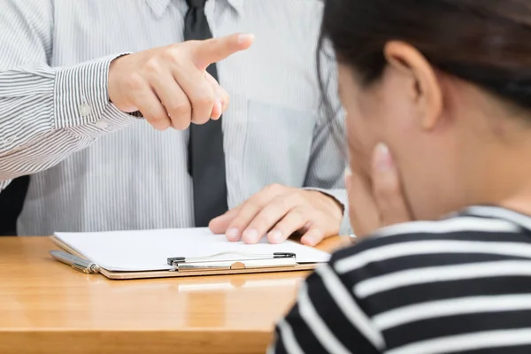 Businesswoman Getting Intimidated Scolded Boss — Stock Photo, Image