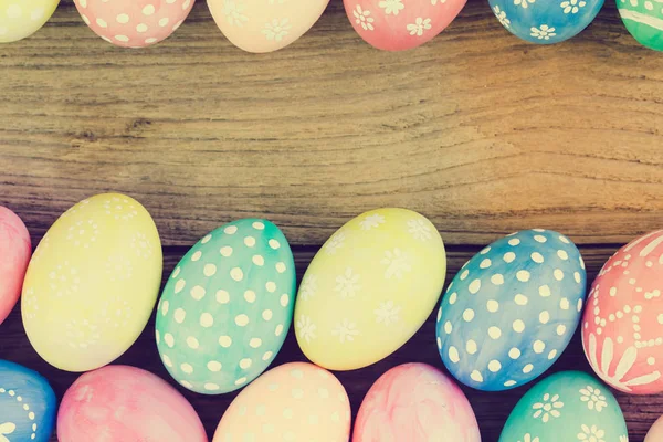 Uova Pasqua Sfondo Legno Vintage Stile Colore — Foto Stock