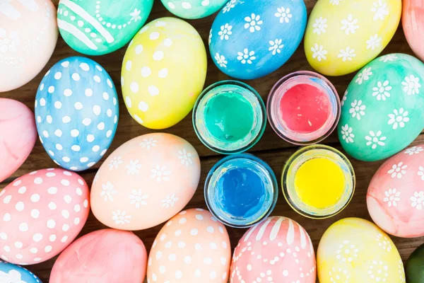 Πασχαλινά Αυγά Ξύλινο Υπόβαθρο Vintage Στυλ Χρώμα — Φωτογραφία Αρχείου