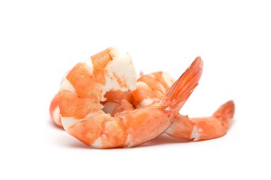 Beyaz arkaplanda karides izole edildi