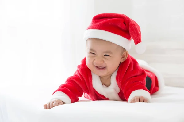 Boże Narodzenie Santa Claus Azjatki Baby Boy Szczęśliwego Nowego Roku — Zdjęcie stockowe