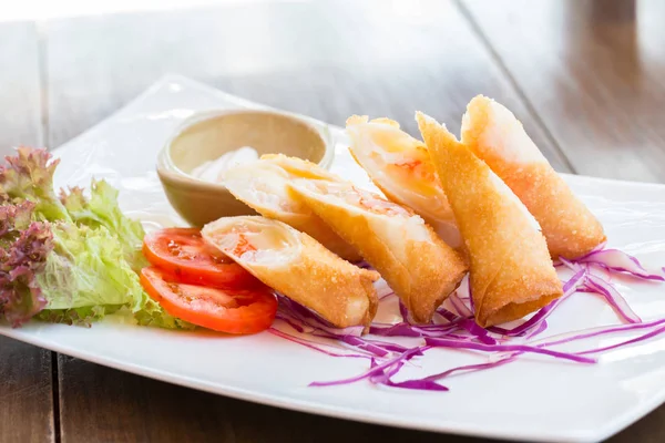 Involtini Primavera Fritti Food Thai Nome Por Pieer Tod Thai — Foto Stock