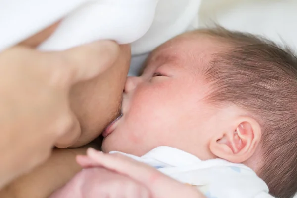 Ibu Asia Memegang Bayi Laki Lakinya Yang Baru Lahir Dan — Stok Foto