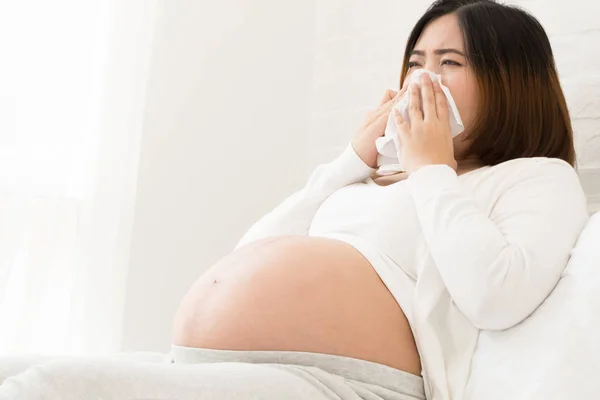 Gripe Durante Embarazo Por General Comienza Con Fiebre Dolor Fatiga —  Fotos de Stock
