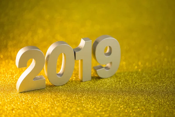 Frohes Neues Jahr 2019 Auf Goldenem Bokeh Hintergrund — Stockfoto