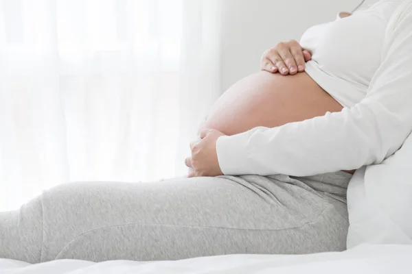 Tensión Los Músculos Abdominales Durante Embarazo Parto Prematuro Concepto Salud —  Fotos de Stock