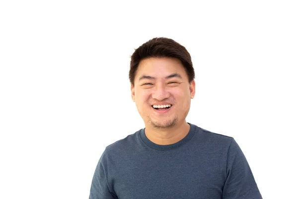 Portrait Asian Man Smile White Background Happiness Carefree Emotional Expression — Stock Photo, Image