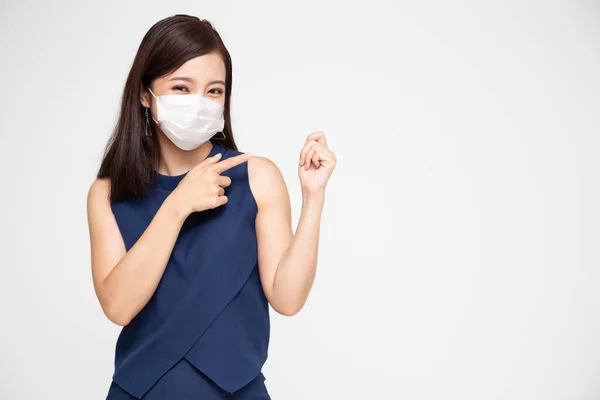 Portret Van Aziatische Vrouwen Met Een Beschermend Medisch Masker Ter Stockfoto