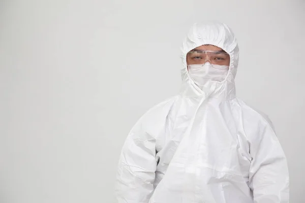 Ritratto Medico Infermiere Asiatico Attrezzatura Protettiva Personale Tuta Ppe Maschera — Foto Stock