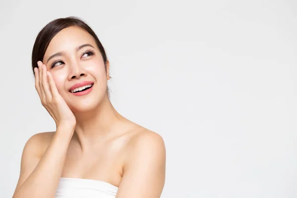 Closeup Asian Beauty Woman Clean Fresh Skin Cosmetology Concept — Stock Photo, Image