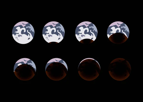 Phases The shadow of the moon on earth during an eclipse. Different phases of solar and lunar eclipse . 10 eps