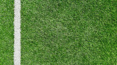 Yapay futbol çim Bahçesi ayrıntı ile beyaz gol çizgisini.
