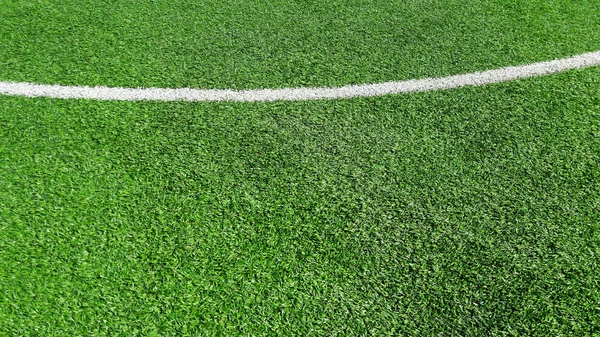 Linha Branca Campo Futebol Campo Futebol Coberto Com Grama Artificial — Fotografia de Stock