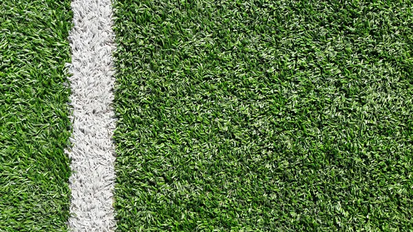 Striscia Bianca Sul Campo Calcio Verde Vista Dall Alto — Foto Stock