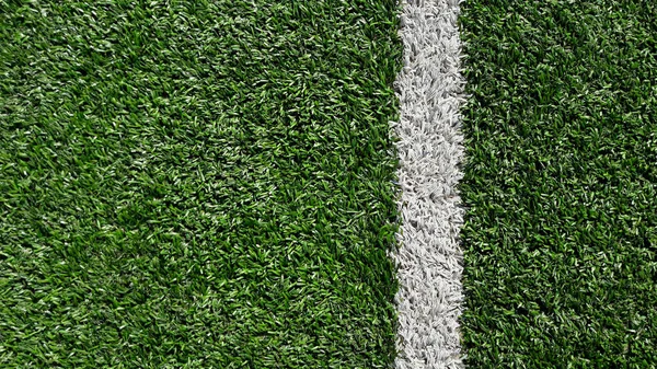 Foto Campo Sportivo Erba Sintetica Verde Con Linea Bianca Scattata — Foto Stock