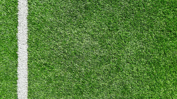 Detalhe Artificial Campo Jogos Futebol Grama Com Linha Gol Branco — Fotografia de Stock