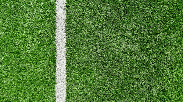 Listra Branca Campo Futebol Verde Vista Superior — Fotografia de Stock