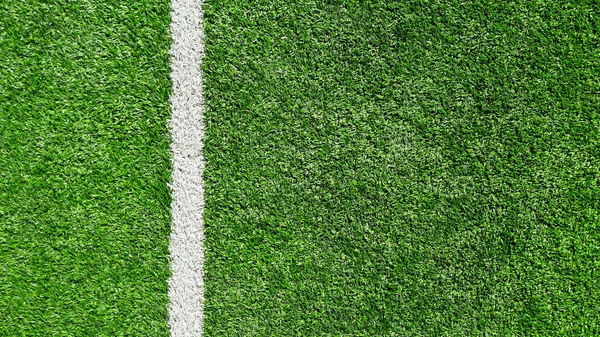 Listra Branca Campo Futebol Verde Vista Superior — Fotografia de Stock