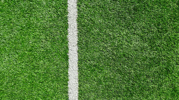 Striscia Bianca Sul Campo Calcio Verde Vista Dall Alto — Foto Stock