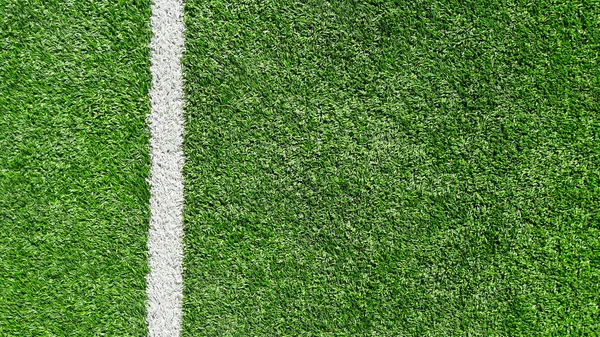 Raya Blanca Campo Fútbol Verde Desde Vista Superior — Foto de Stock