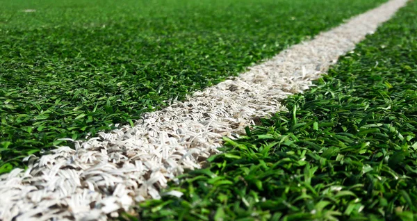 Linha Branca Campo Esporte Grama Verde Para Conceito Esporte — Fotografia de Stock