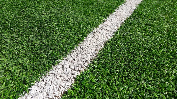 Linha Branca Campo Esporte Grama Verde Para Conceito Esporte — Fotografia de Stock