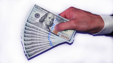 İşadamı el bize doları banknot, Usd kapma. Ödeme