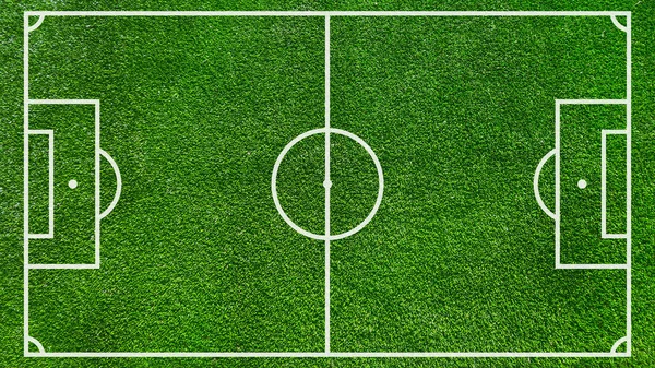 Campo Fútbol Plano Verde Césped Fútbol Vista Superior Del Estadio — Foto de Stock