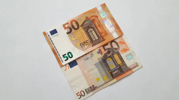 Cinquante Billets Euros Rapprochent — Photo