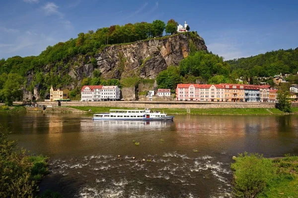 Veduta Della Bellissima Città Decin Nella Boemia Settentrionale — Foto Stock