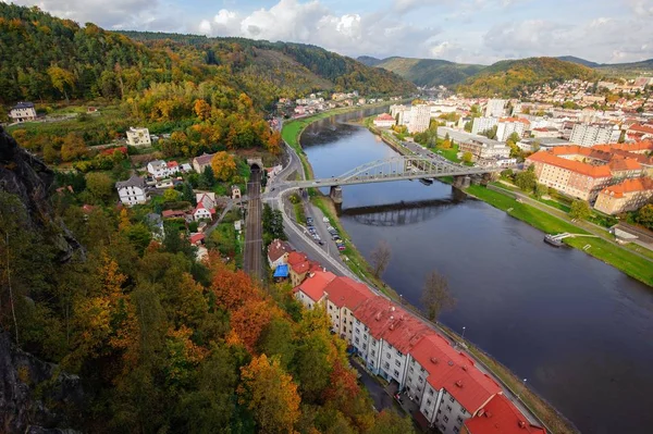 View Beautiful City Decin Northern Bohemia — Stock Photo, Image