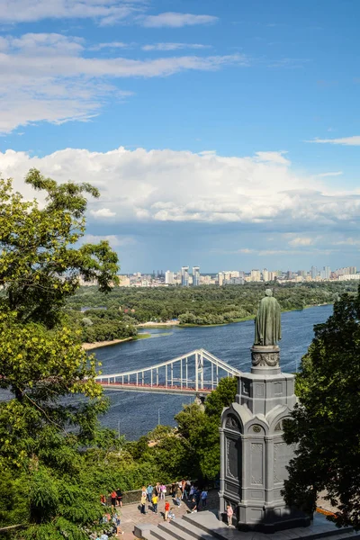 Volodymyr Den Stora Monumentet Kiev Utsikt Över Dnipro Floden Från — Stockfoto