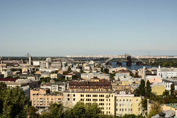 Kiev Ucrânia Ago 2019 Vista Panorâmica Sobre Distrito Podil Com — Fotografia de Stock