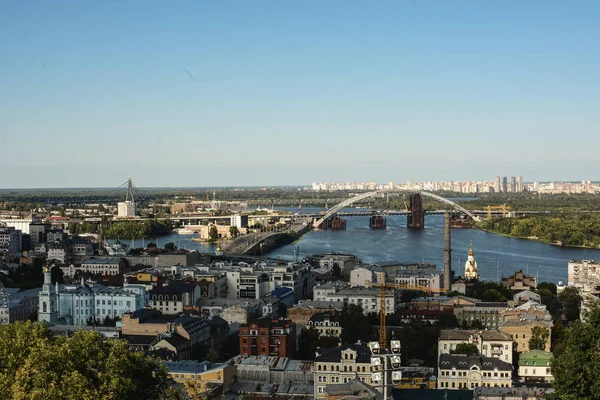 Kiev Ucrânia Ago 2019 Vista Panorâmica Sobre Distrito Podil Com — Fotografia de Stock