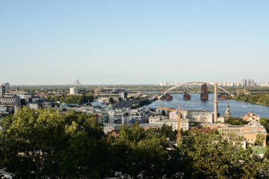 Dnipro Nehri Manzaralı Kiev Cityscape Panorama