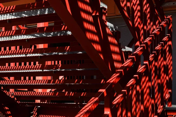 Red Stairs Shadow and Light Background