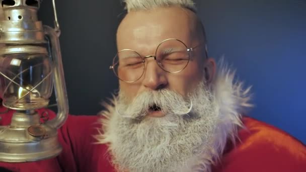 Funny laughing Santa Claus, magical tradition Christmas spirit, happy New Year — Stock Video