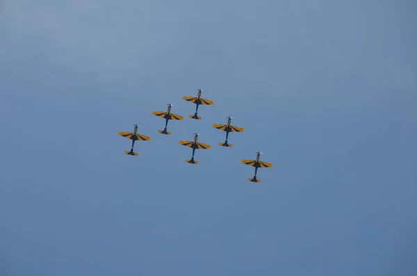 Pirassununga Brazilië Augustus 2015 Super Tucano Vorming Vlucht Van Braziliaanse — Stockfoto