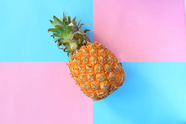 Ananas auf den Pastellfarben Hintergrund blau hellrosa minimalen Stil — Stockfoto