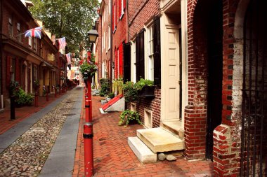 Philadelphia Elfreth 'in en eski sokağı. Amerika. Eylül 2017