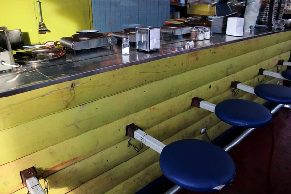 Bar Cafe Blue Chairs Market Tel Aviv — Stock Photo, Image