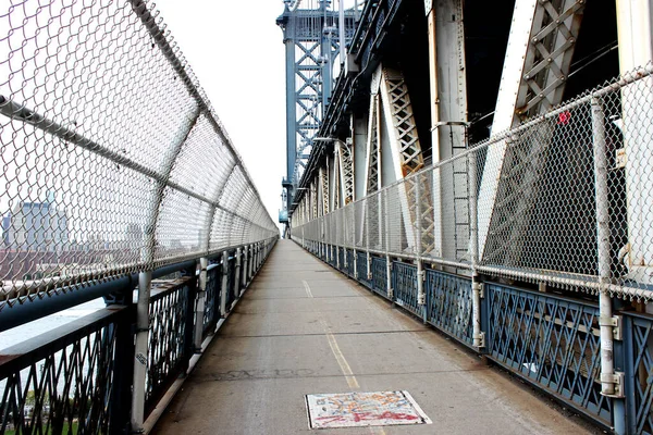 Manhattan Köprüsü New York Taki Manhattan Köprüsü Nde Yaya Bölgesi — Stok fotoğraf