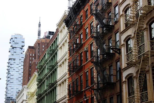 Escaliers Pour Sortir Feu Sur Les Maisons Manhattan New York — Photo
