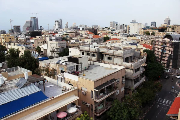 Uitzicht Tel Aviv Top Van Het Huis Stijl Van Bauhaus Stockafbeelding