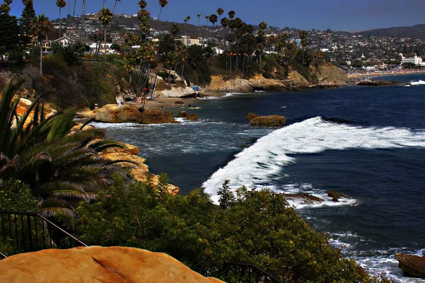 Pláž Laguna Zátoky Central Pacific Beach Laguna Beach Kalifornie Vlny — Stock fotografie