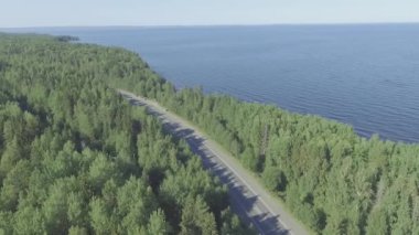 Orman yolu üzerinde ileri uçakla havadan görünümü