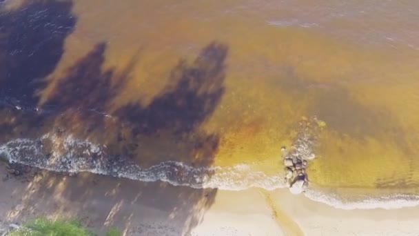 Scendere Vista Aerea Della Spiaggia Del Lago Navigare — Video Stock