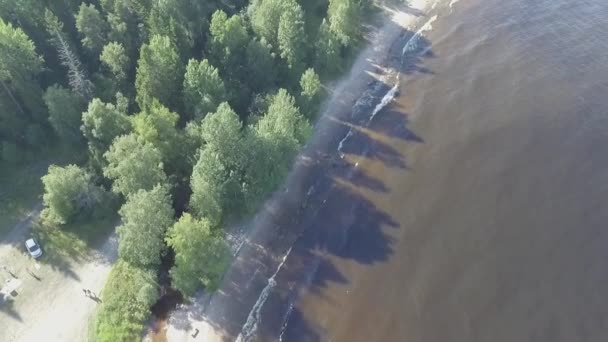 Αεροφωτογραφία Της Παραλίας Λίμνη Πετούν Unsatureted — Αρχείο Βίντεο