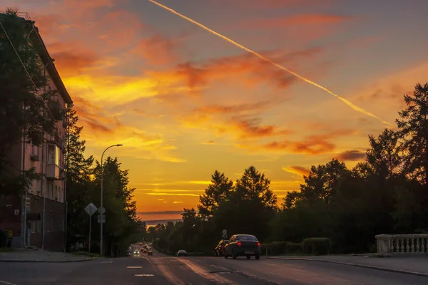 City Street Downtown Sunset — Stock Photo, Image